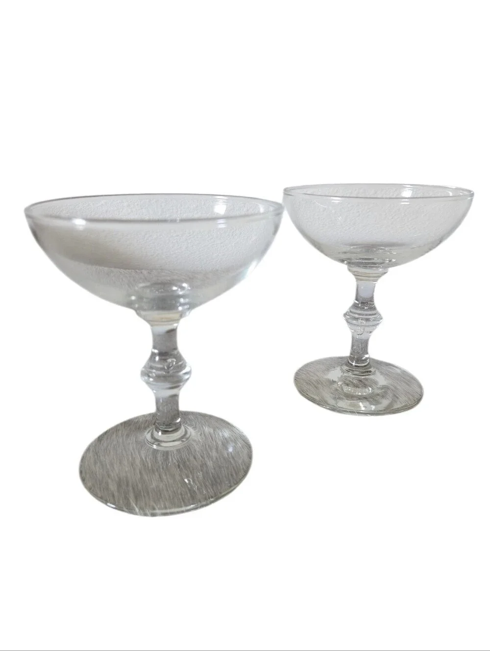 Vintage Libbey Georgian Clear Glass Champagne Coupe Cocktail Glasses Set of 2